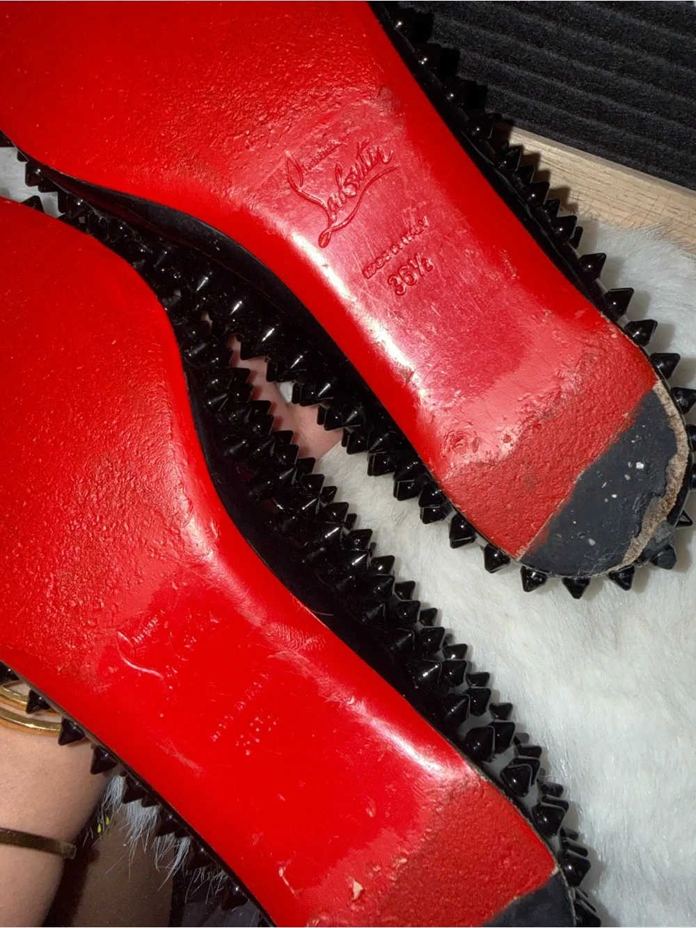Christian Louboutin Black Spiked Pointed-Toe Flat